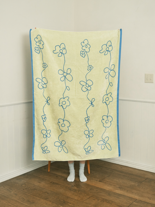 TOWEL BLANKET 011 "doodle flowers"