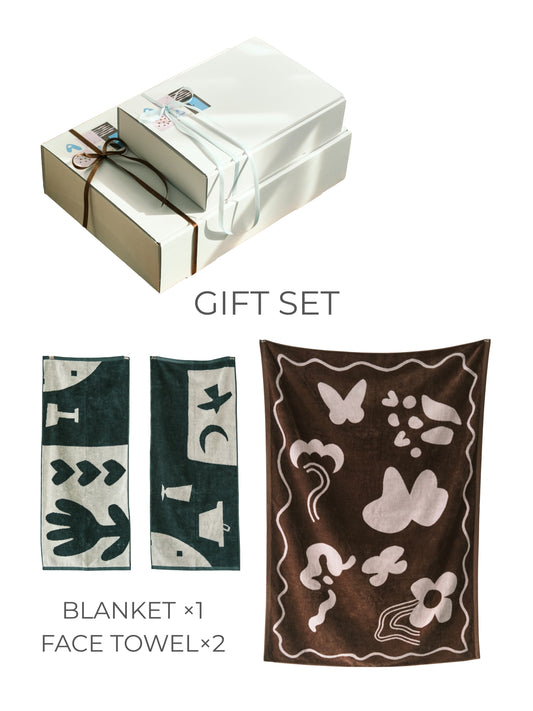 GIFT SET - ブランケット＆フェイスタオル2枚